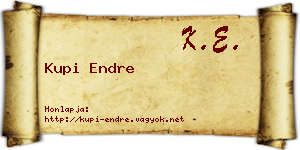 Kupi Endre névjegykártya